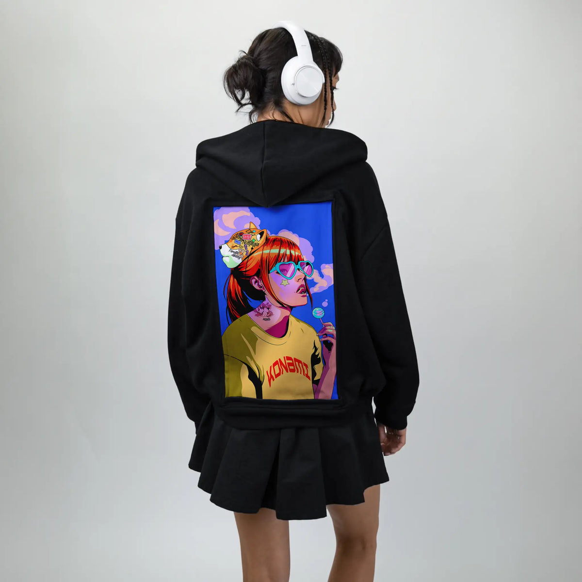 sweettooth patch on female essential zip hoodie in after hours