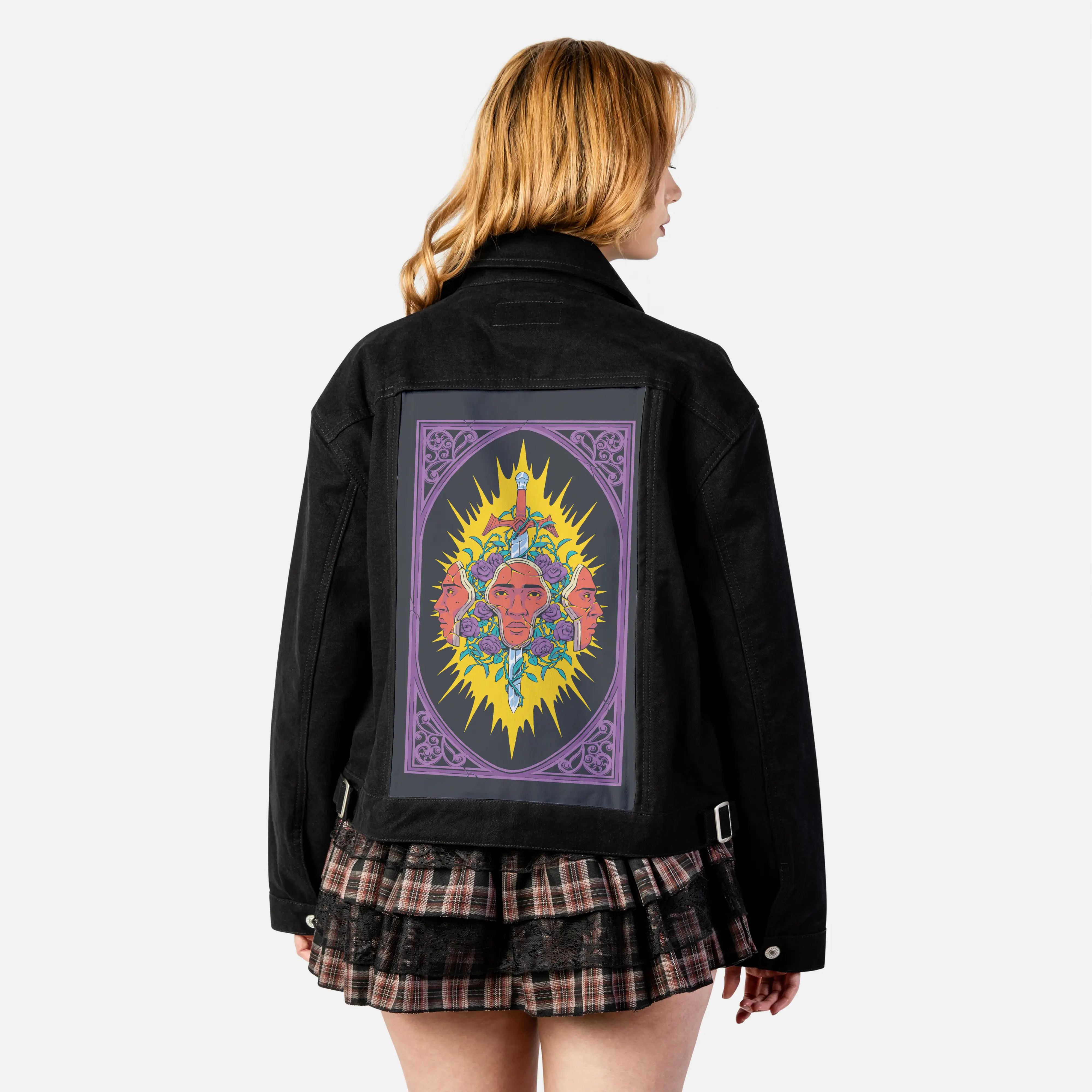 swordofdamocles patch on female atelier canvas jacket in nightfall