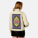 swordofdamocles patch on female atelier canvas jacket in tan
