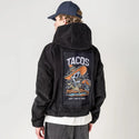 tacos patch on male retro cord hoodie in onyx