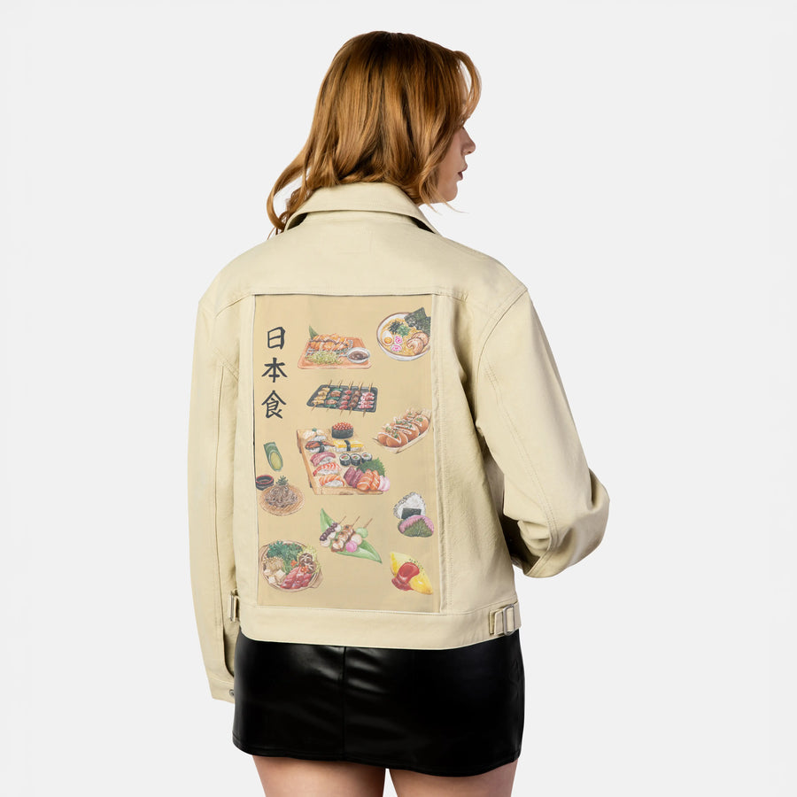 tasteofjapan patch on female atelier canvas jacket in tan
