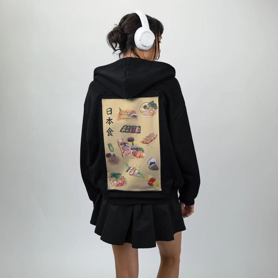 tasteofjapan patch on female essential zip hoodie in after hours