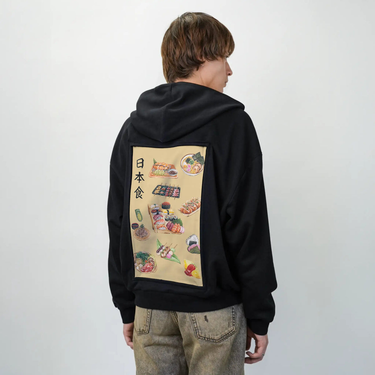 tasteofjapan patch on male essential zip hoodie in after hours