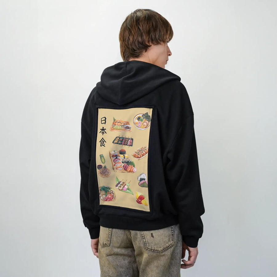 tasteofjapan patch on male essential zip hoodie in after hours