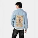 tasteofjapan patch on male og denim jacket in oceanside