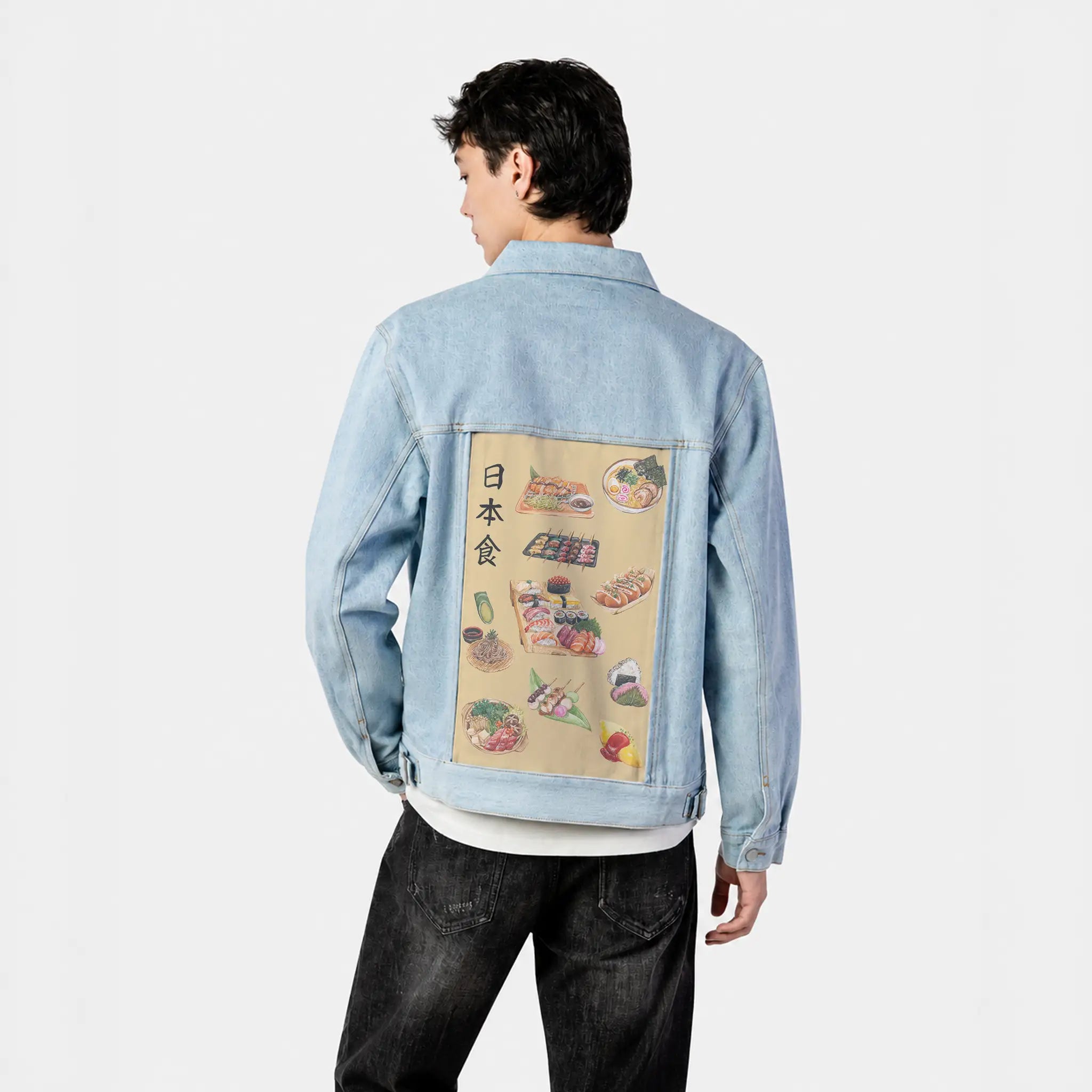 tasteofjapan patch on male og denim jacket in oceanside