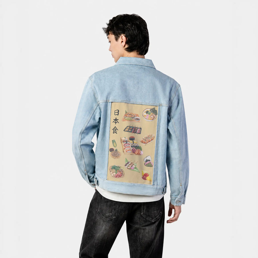 tasteofjapan patch on male og denim jacket in oceanside