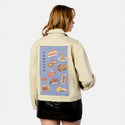 tasteoftoronto patch on female atelier canvas jacket in tan