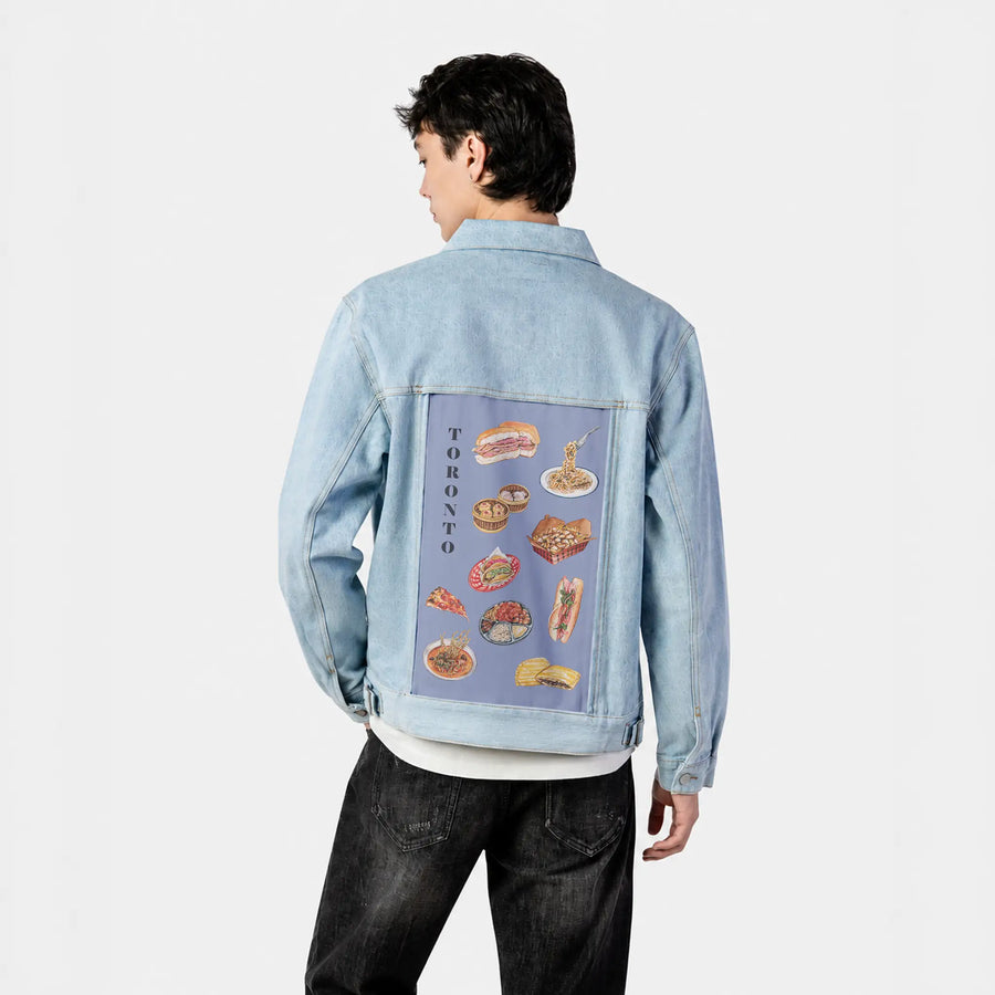 tasteoftoronto patch on male og denim jacket in oceanside