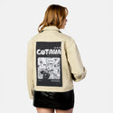tattooedorigins patch on female atelier canvas jacket in tan