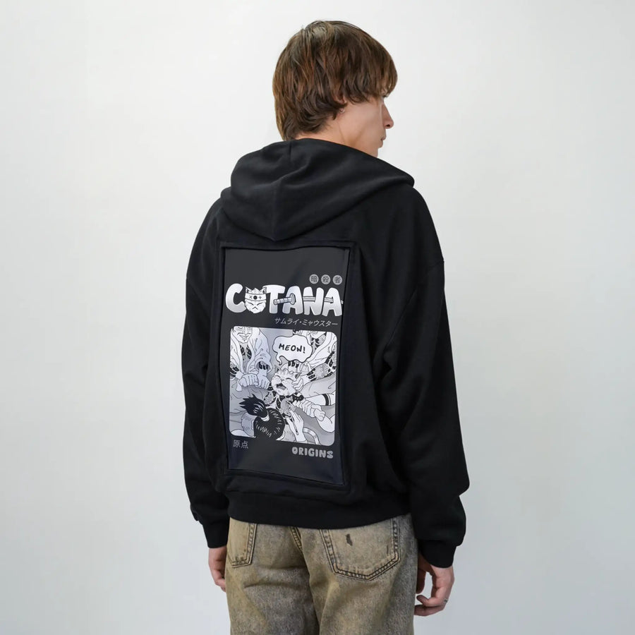 tattooedorigins patch on male essential zip hoodie in after hours