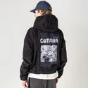 tattooedorigins patch on male retro cord hoodie in onyx