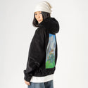 teatime patch on female retro cord hoodie in onyx