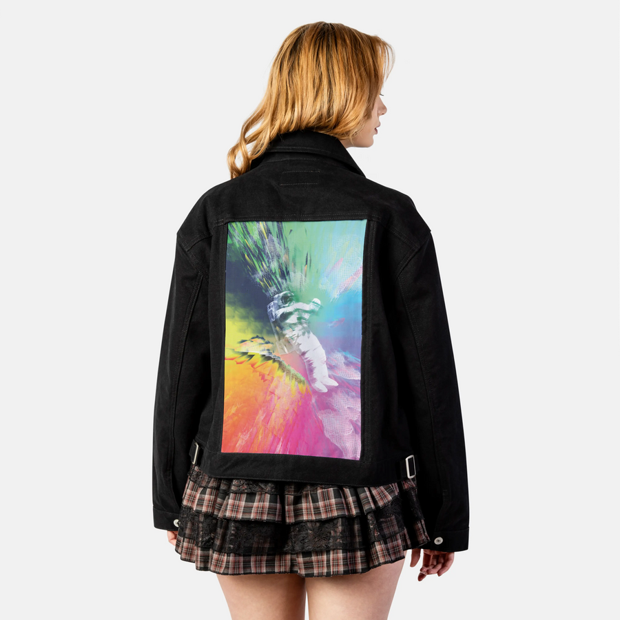 technicolorastro patch on female atelier canvas jacket in nightfall