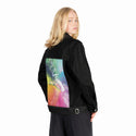 technicolorastro patch on female og denim jacket in raven