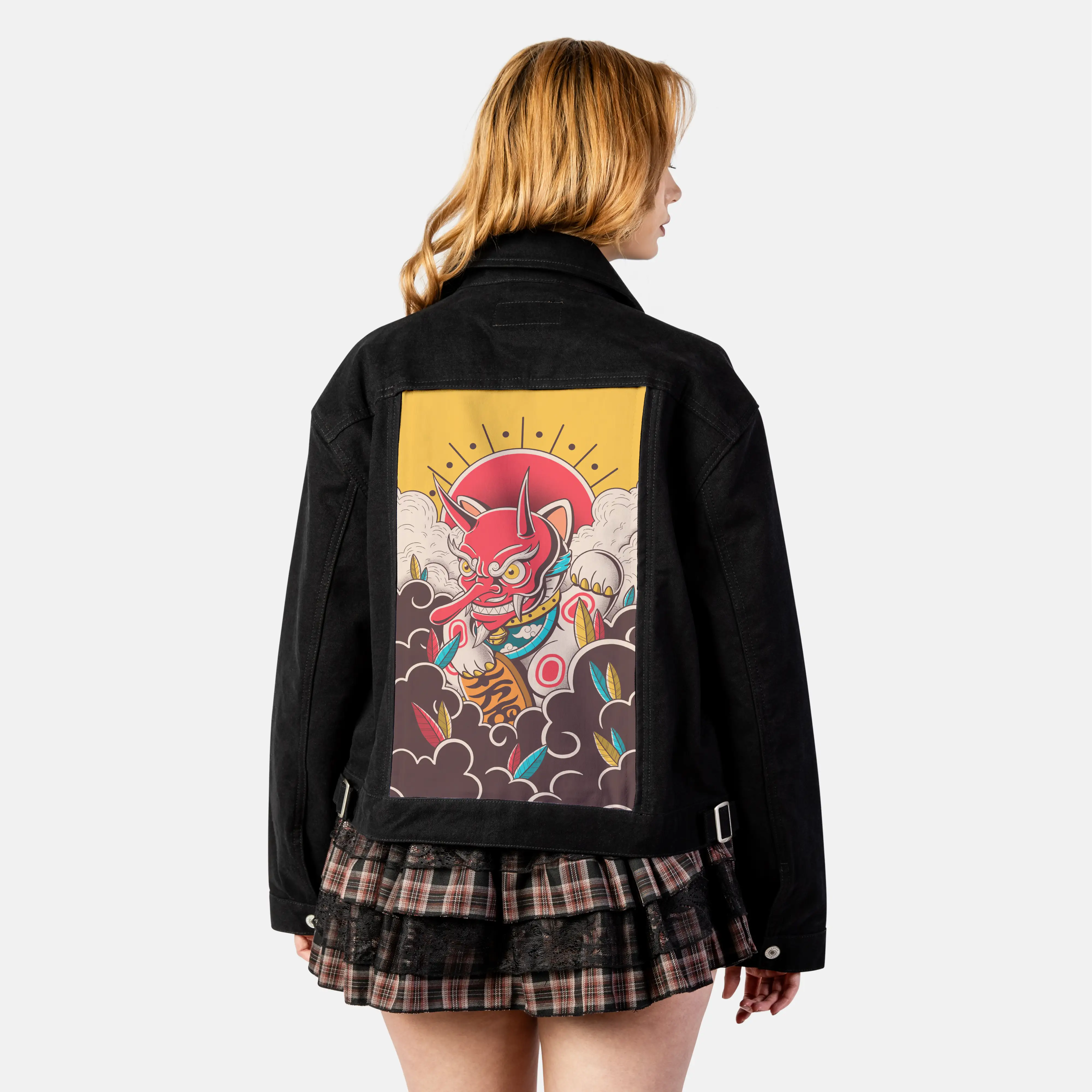 tengucat patch on female atelier canvas jacket in nightfall