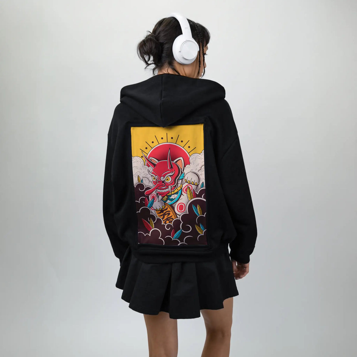 tengucat patch on female essential zip hoodie in after hours