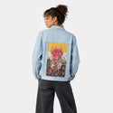 tengucat patch on female og denim jacket in oceanside