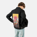 tengucat patch on male og denim jacket in raven