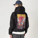 tengucat patch on male retro cord hoodie in onyx