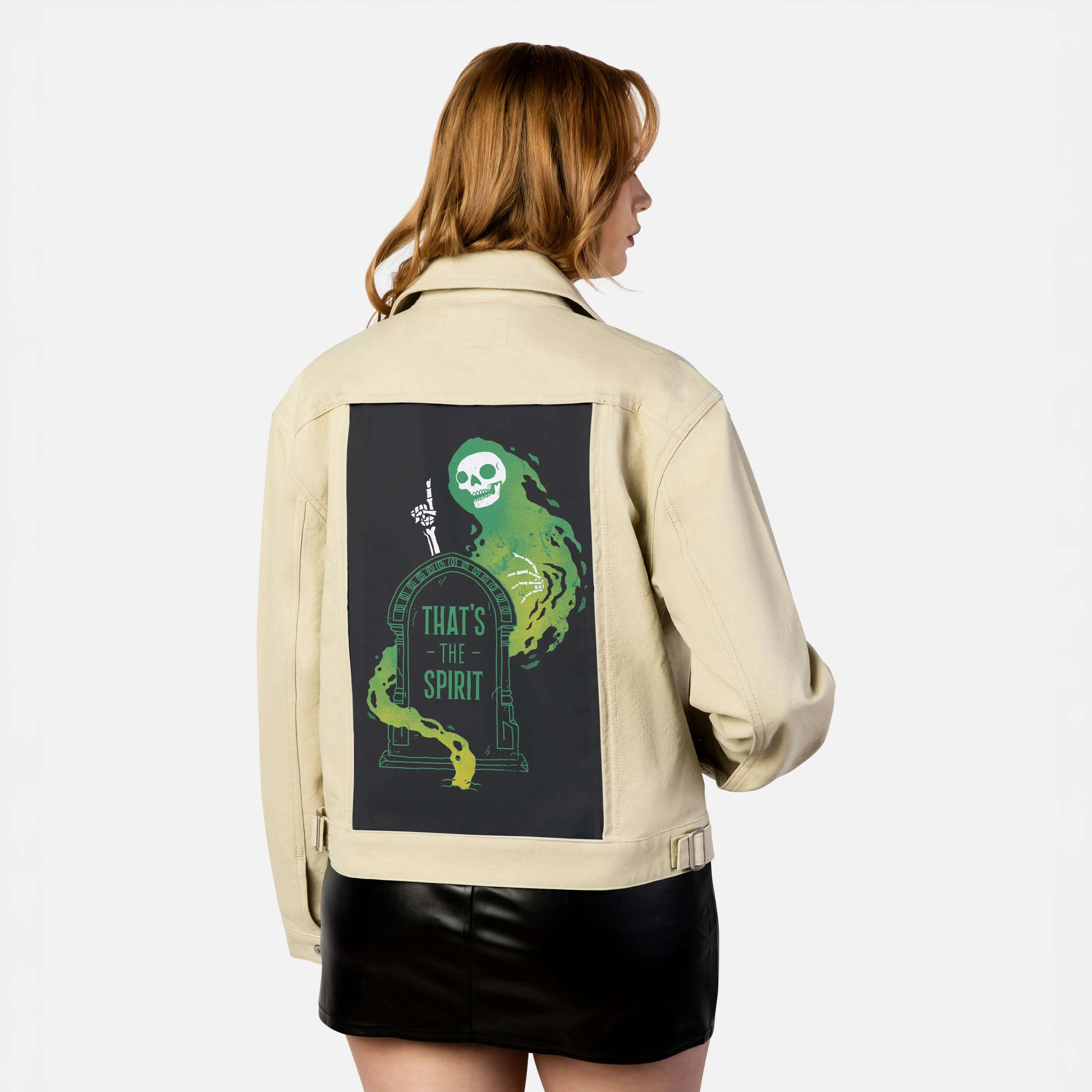 thatsthespirit patch on female atelier canvas jacket in tan