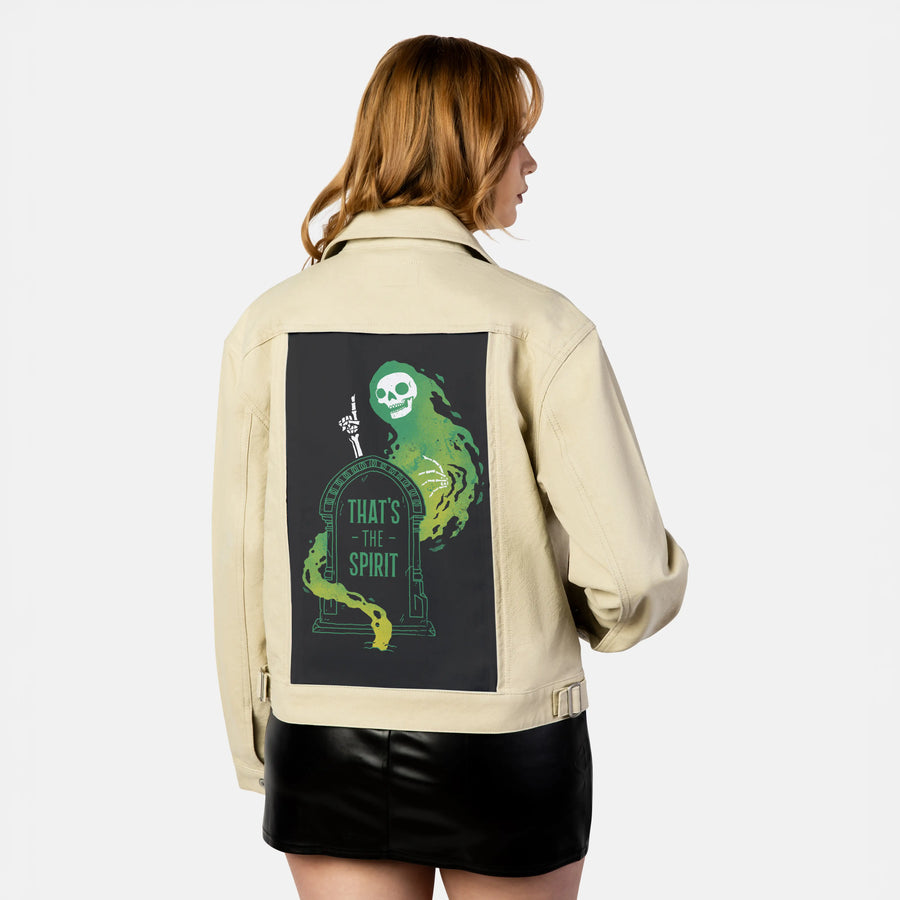 thatsthespirit patch on female atelier canvas jacket in tan