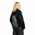 thatsthespirit patch on female og denim jacket in raven