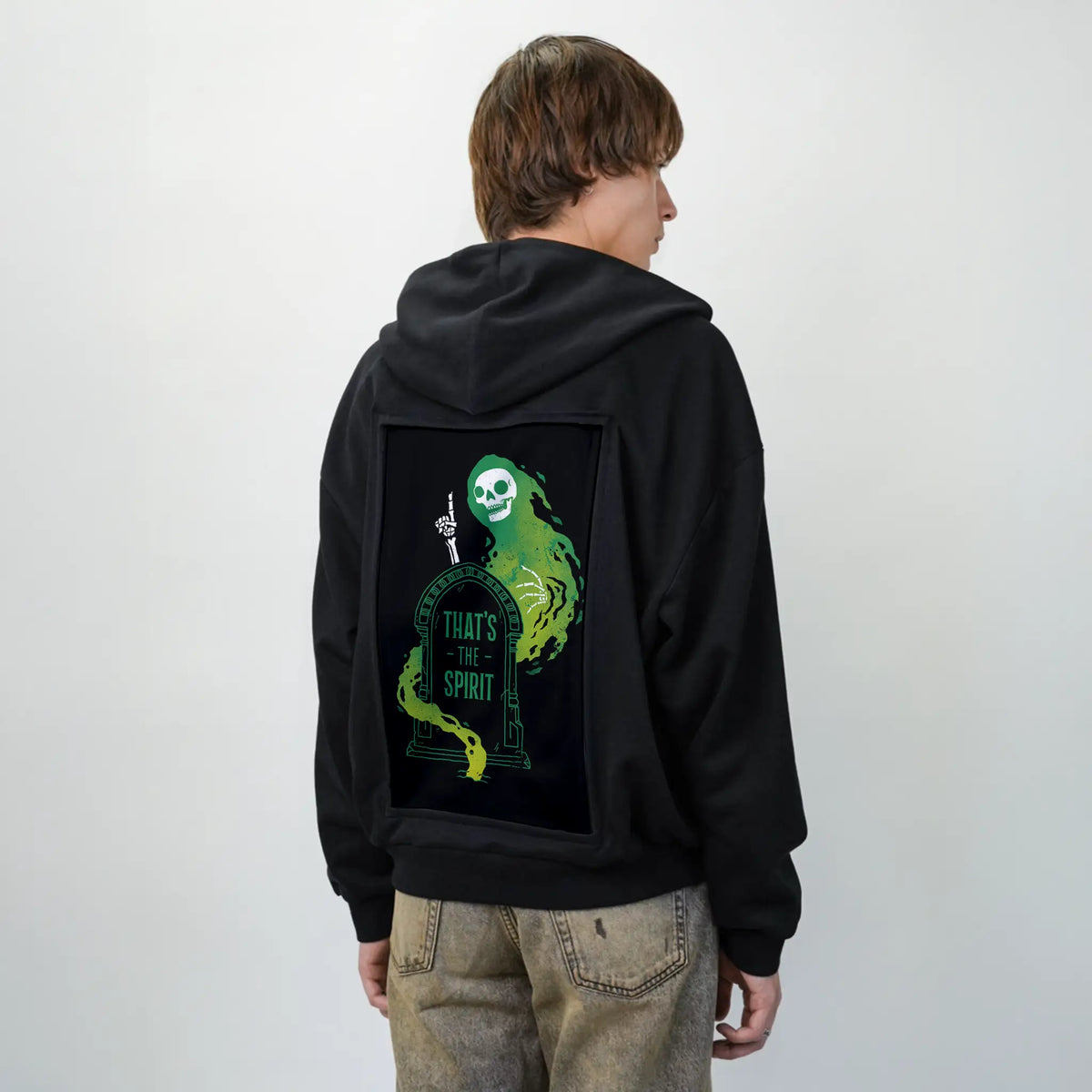 thatsthespirit patch on male essential zip hoodie in after hours