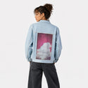 theclouddreamversion patch on female og denim jacket in oceanside