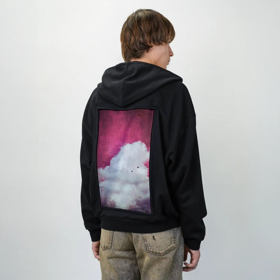 theclouddreamversion patch on male essential zip hoodie in after hours