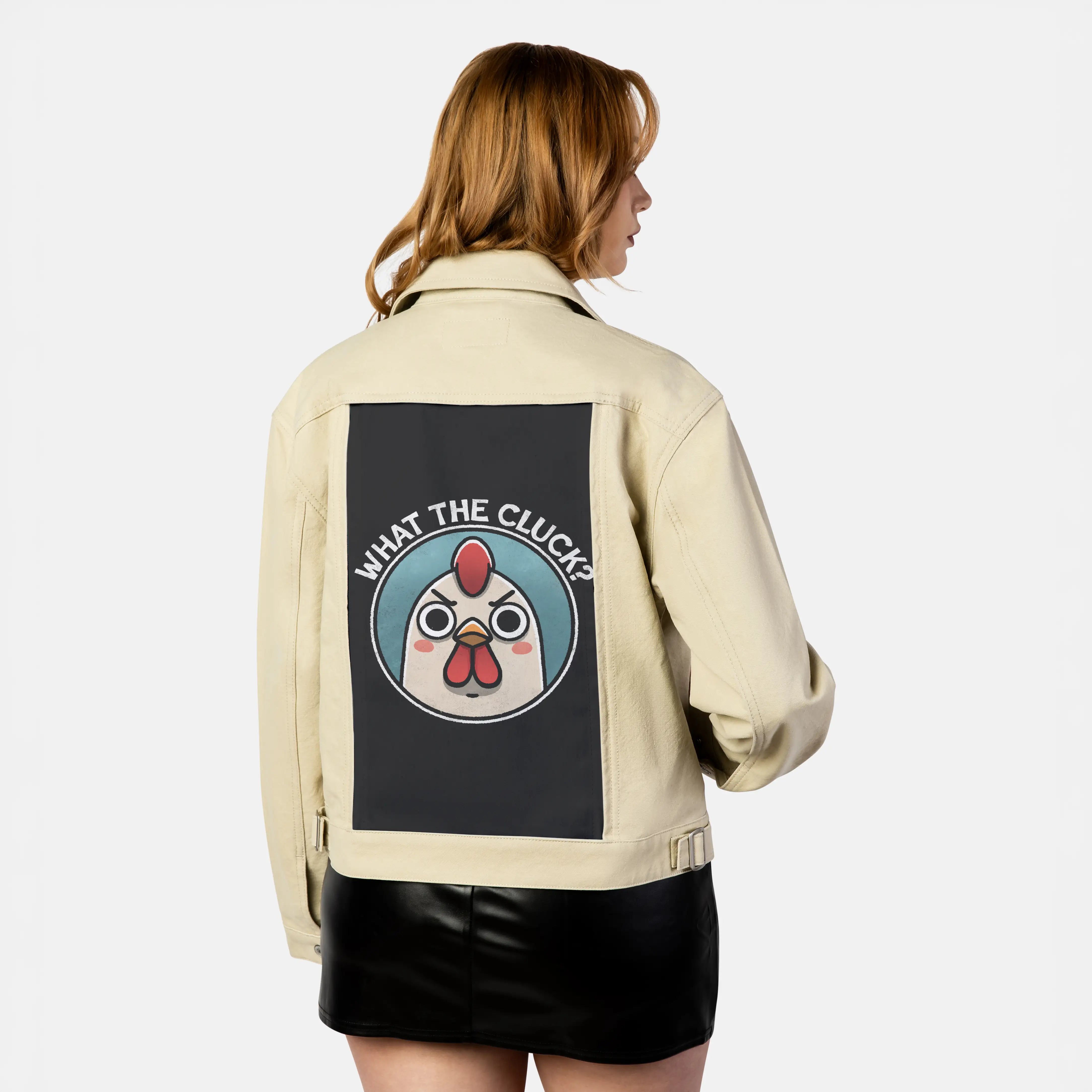 thecluck patch on female atelier canvas jacket in tan