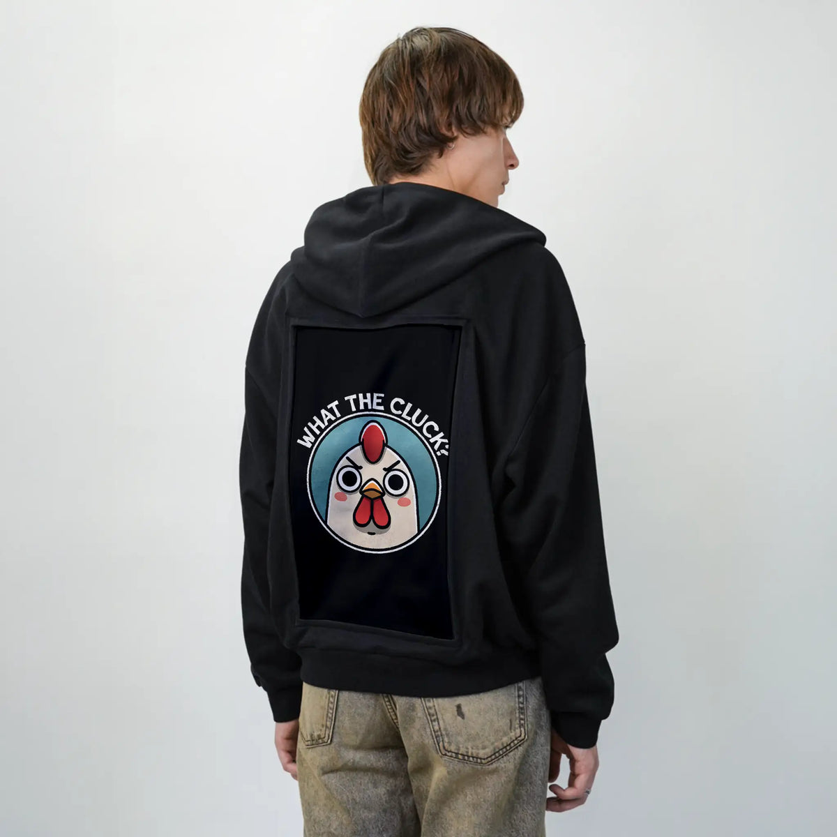 thecluck patch on male essential zip hoodie in after hours