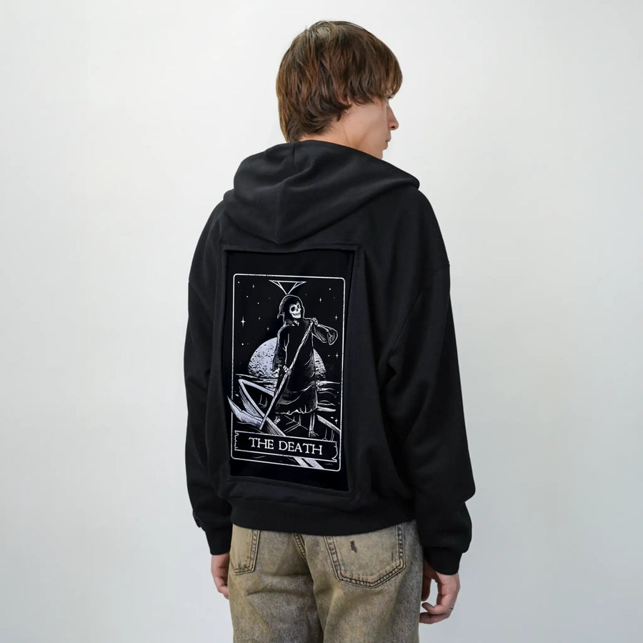 thedeath patch on male essential zip hoodie in after hours
