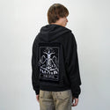 thedevilsritual patch on male essential zip hoodie in after hours