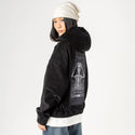 theempress patch on female retro cord hoodie in onyx