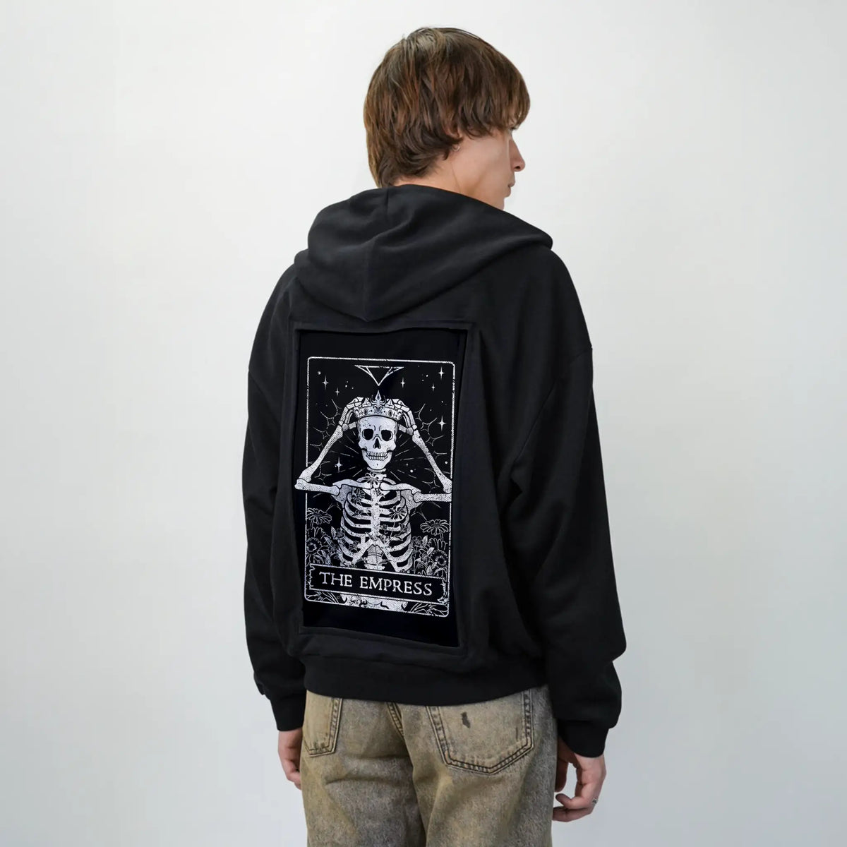 theempress patch on male essential zip hoodie in after hours