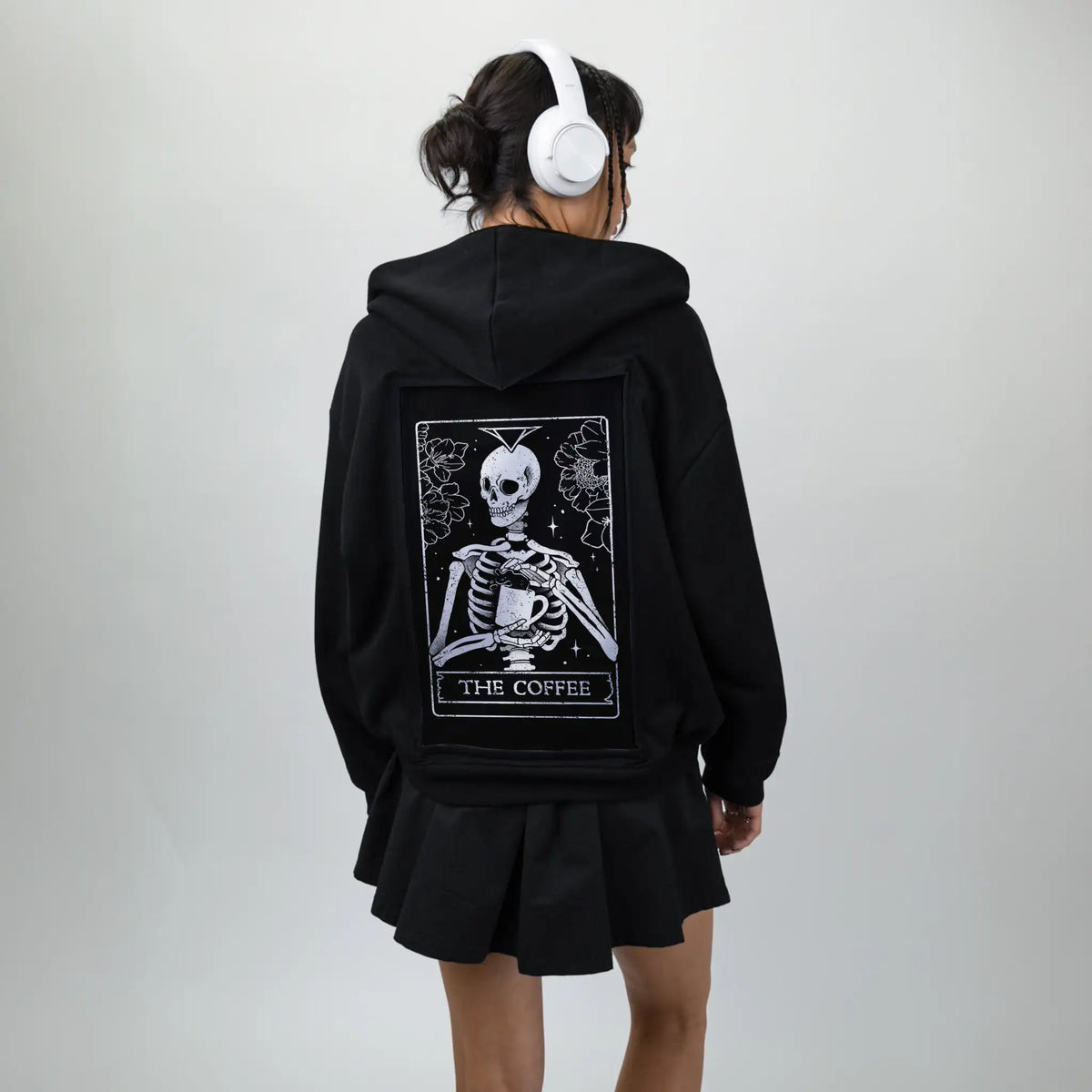 theeternalcoffee patch on female essential zip hoodie in after hours