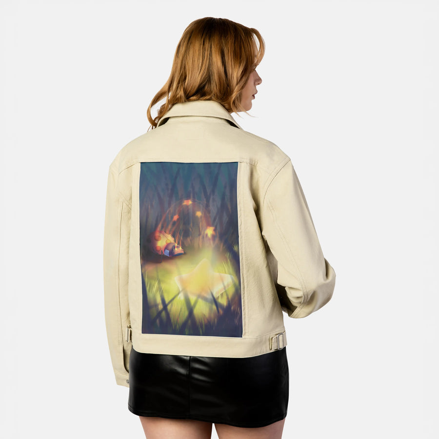 thefind patch on female atelier canvas jacket in tan