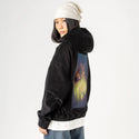 thefind patch on female retro cord hoodie in onyx
