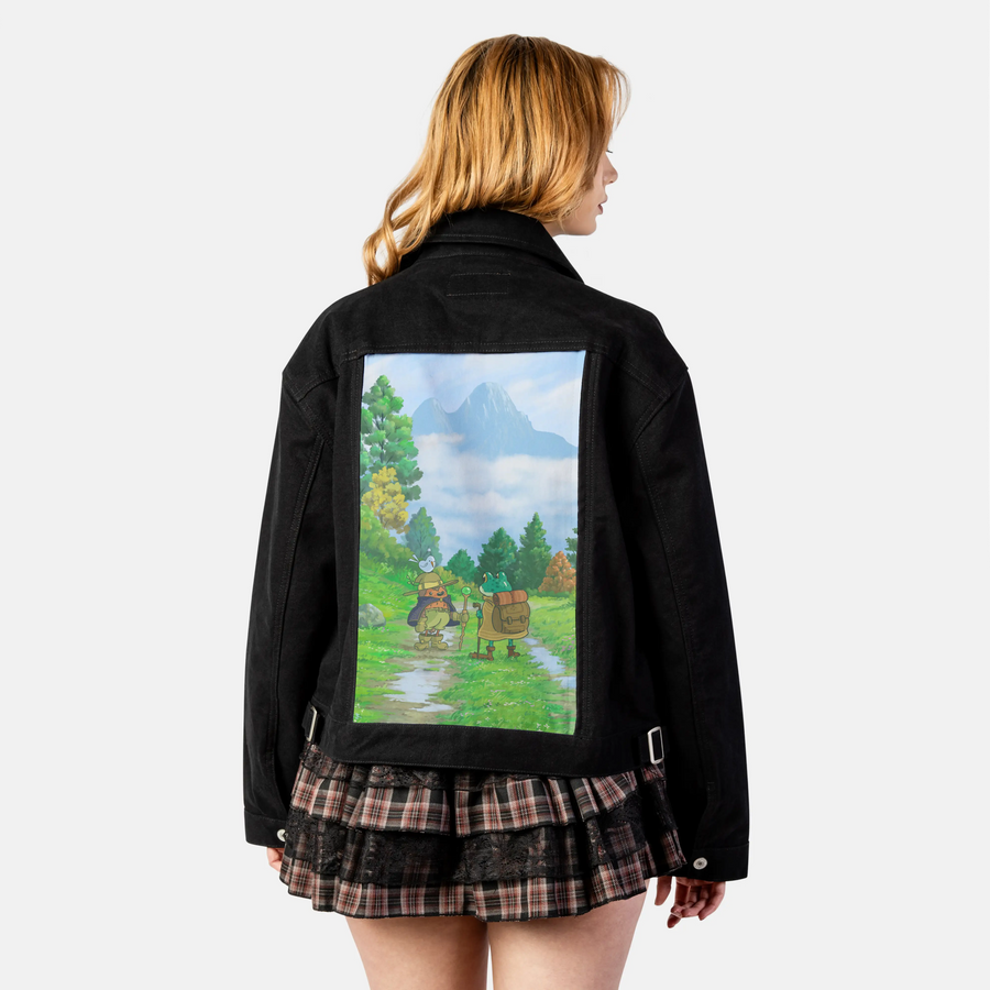 theforkmountain patch on female atelier canvas jacket in nightfall
