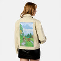 theforkmountain patch on female atelier canvas jacket in tan