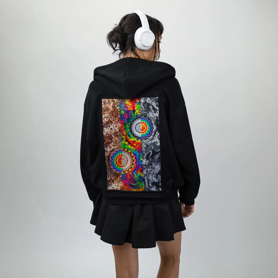 thegreatdivide patch on female essential zip hoodie in after hours