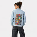 thegreatdivide patch on female og denim jacket in oceanside