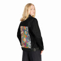 thegreatdivide patch on female og denim jacket in raven