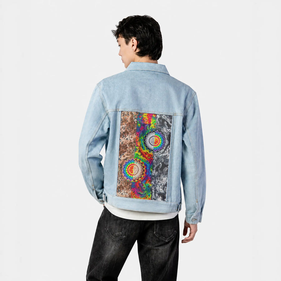 thegreatdivide patch on male og denim jacket in oceanside