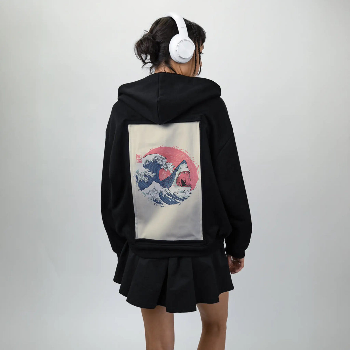 thegreatshark patch on female essential zip hoodie in after hours