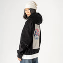 thegreatshark patch on female retro cord hoodie in onyx