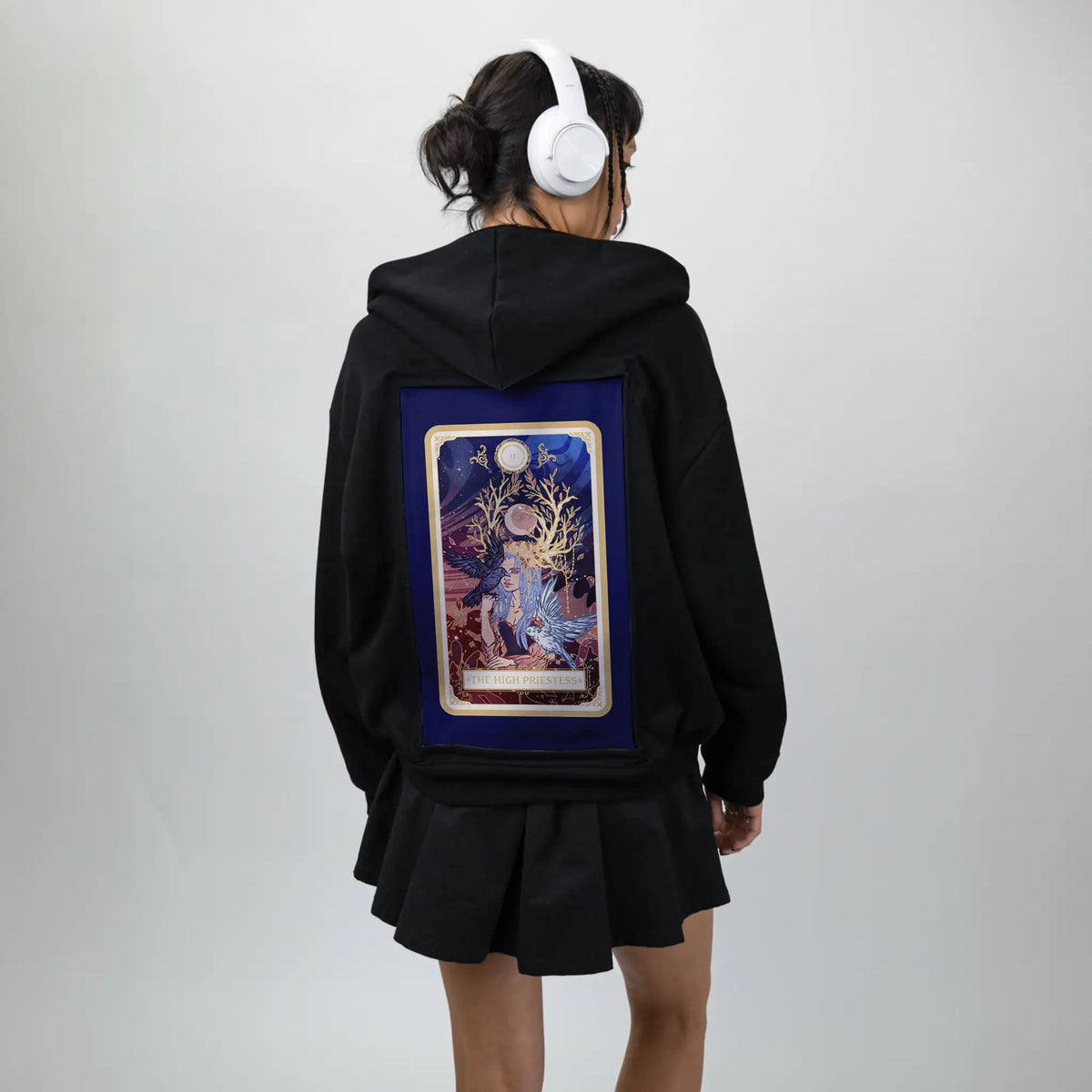 thehighpriestess patch on female essential zip hoodie in after hours