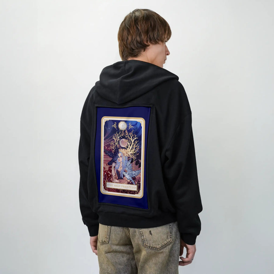 thehighpriestess patch on male essential zip hoodie in after hours