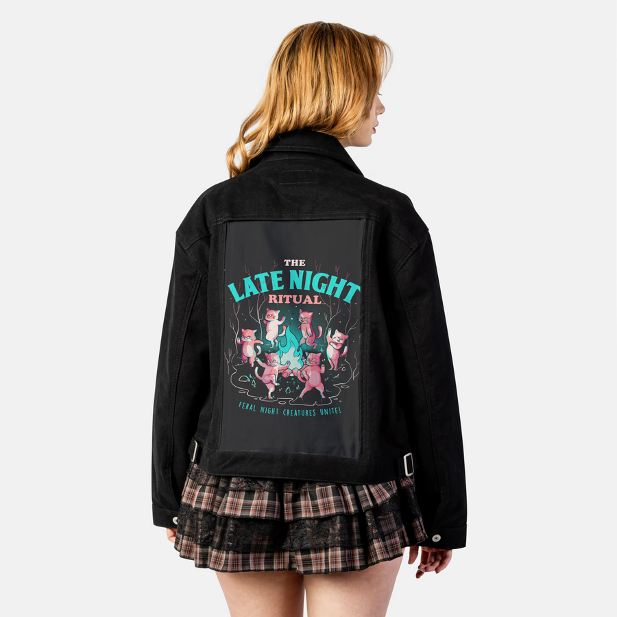 thelatenightritual patch on female atelier canvas jacket in nightfall